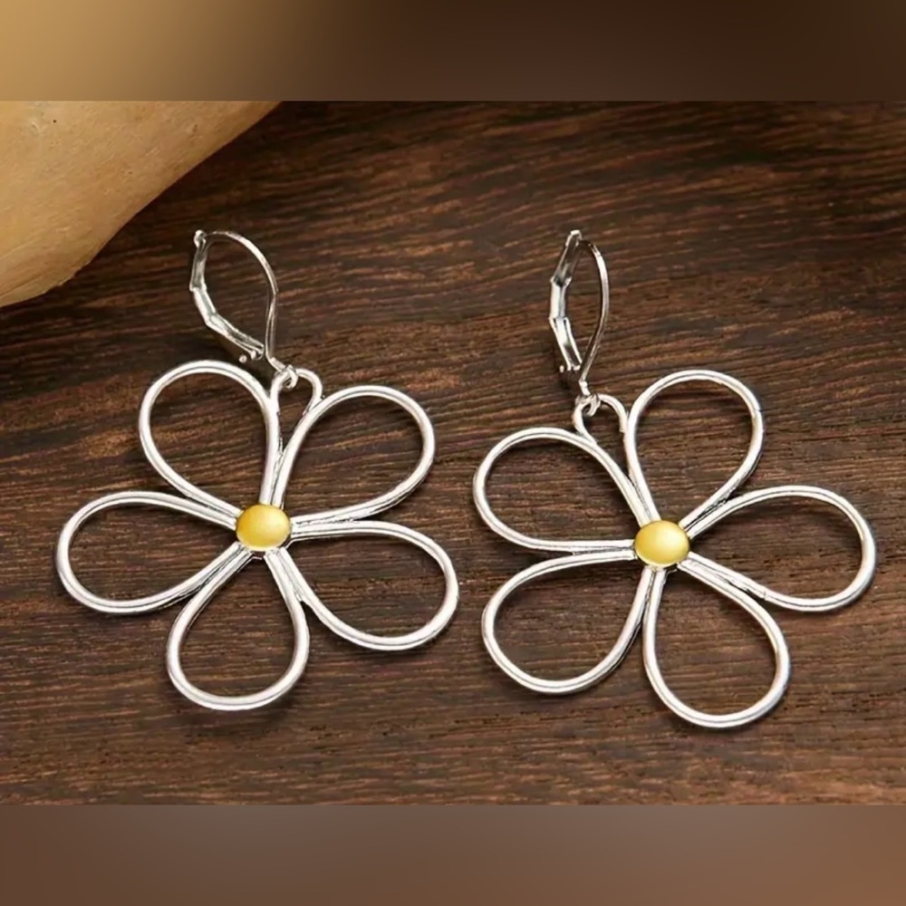 Silver and Gold Flower Earrings